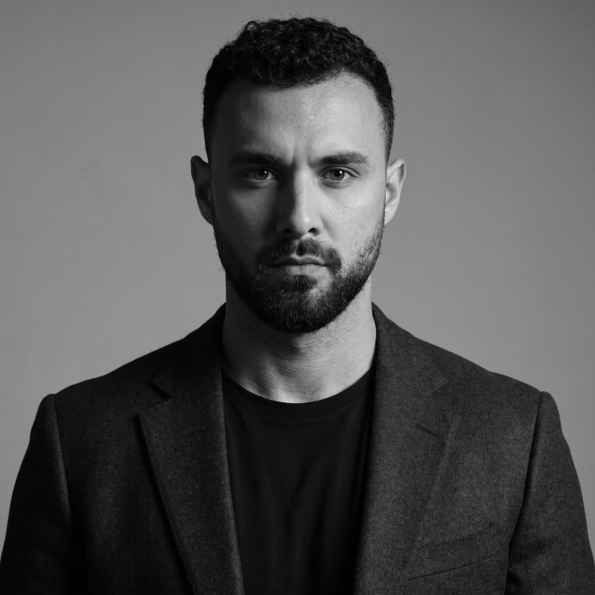 Noah Merriby, entrepreneur, black and white portrait