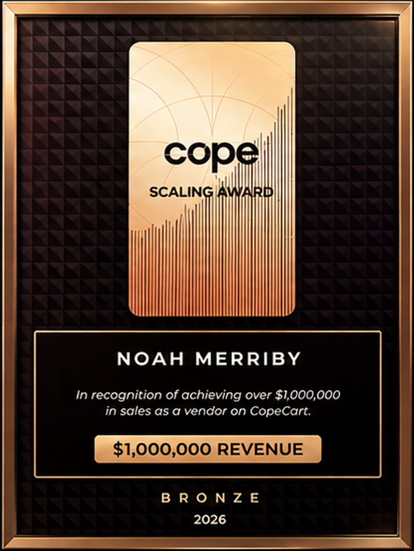 CopeCart Scaling Award Bronze presented to Noah Merriby, 2026